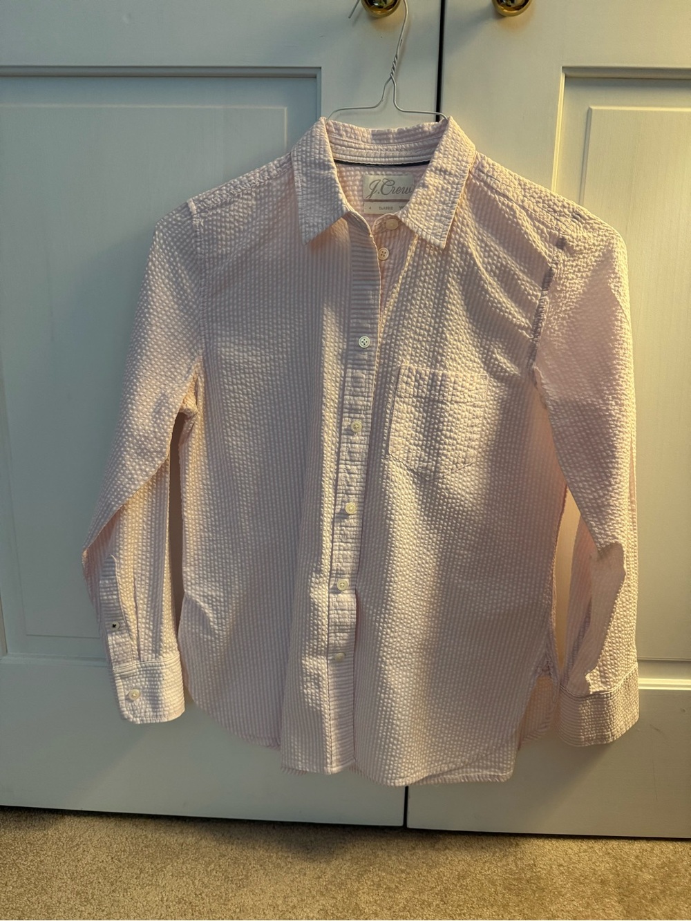 J. Crew Women’s Light Pink Seersucker Button-Down Shirt